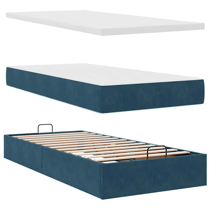 osmannisk sengeramme med madrasser 80x200 cm fløjl mørkeblå