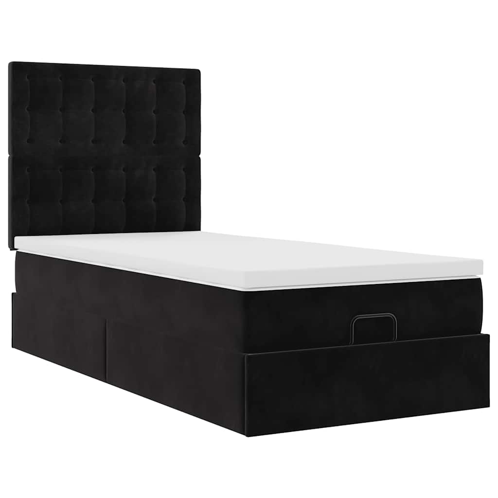osmannisk sengeramme med madrasser 90x190 cm fløjl sort
