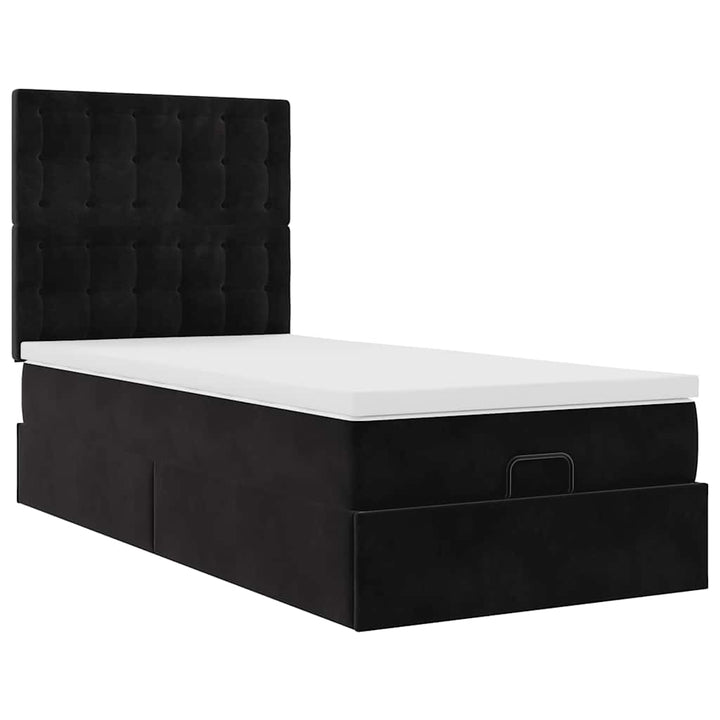 osmannisk sengeramme med madrasser 90x190 cm fløjl sort