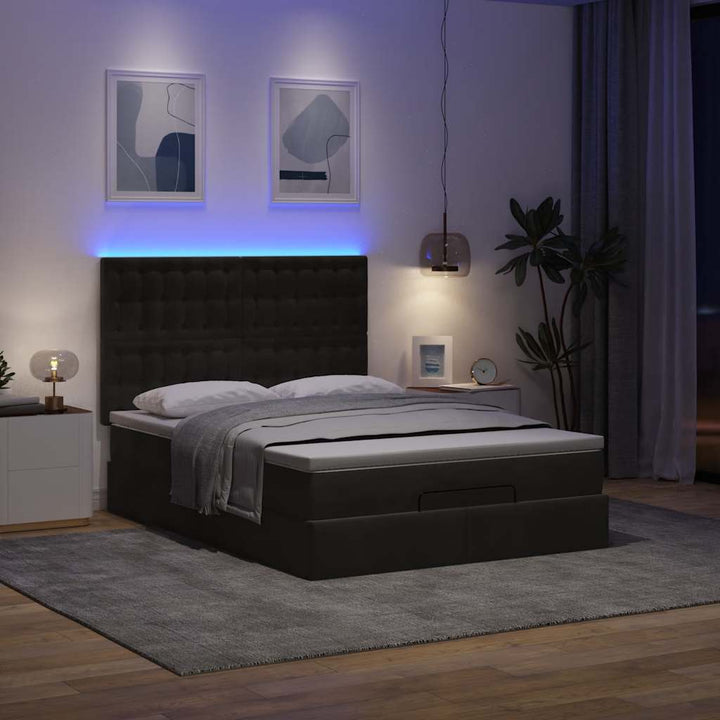 osmannisk sengeramme med madrasser 140x190 cm fløjl sort