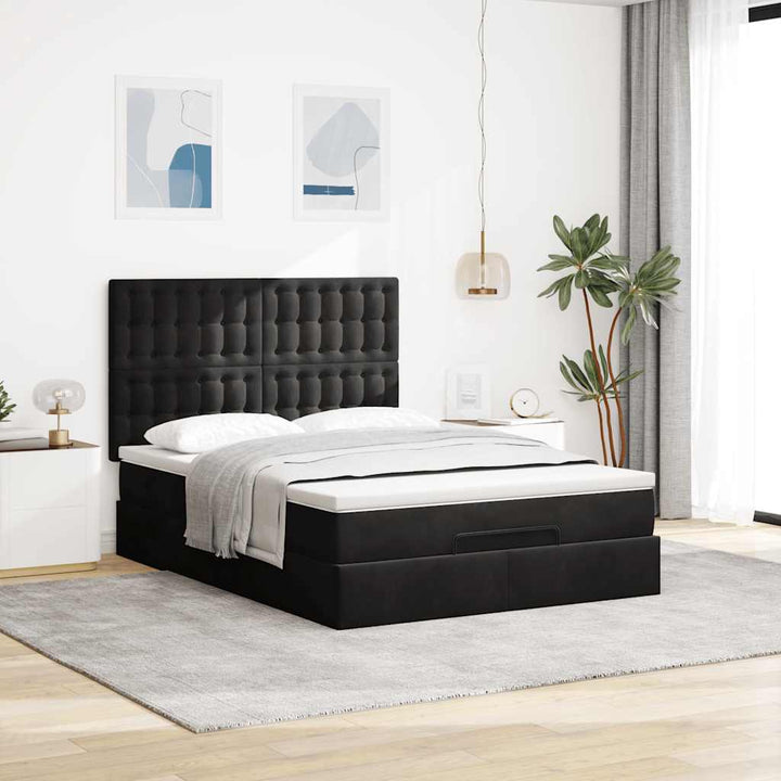 osmannisk sengeramme med madrasser 140x190 cm fløjl sort