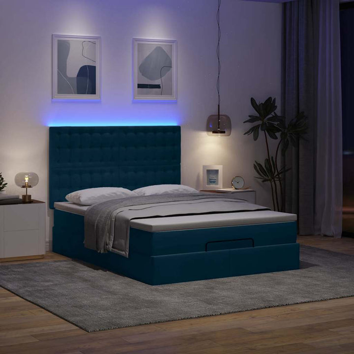 osmannisk sengeramme med madrasser 140x190 cm fløjl mørkeblå