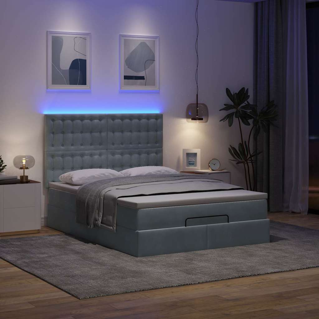 osmannisk sengeramme med madrasser 140x200 cm fløjl mørkegrå