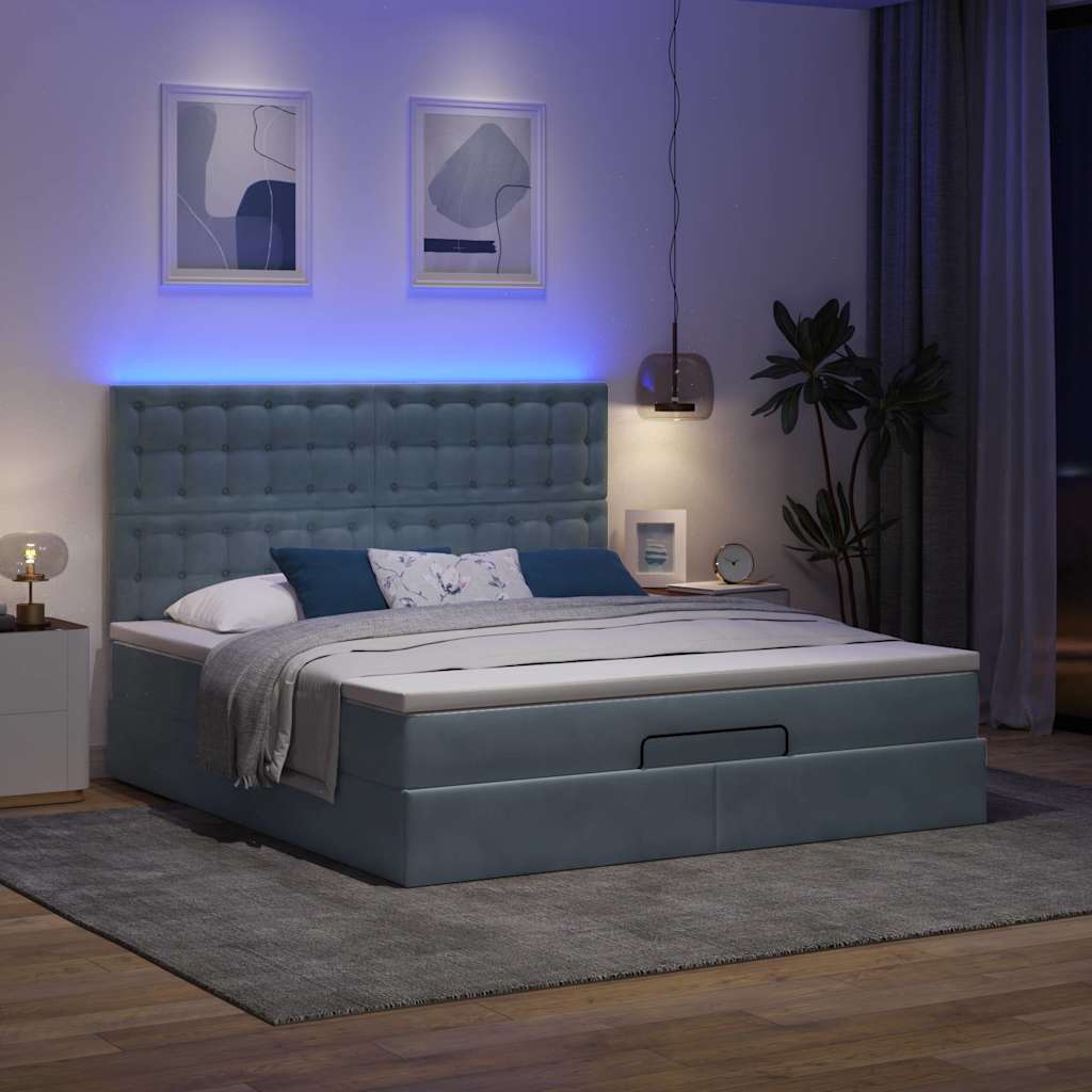 osmannisk sengeramme med madrasser 160x200 cm fløjl mørkegrå