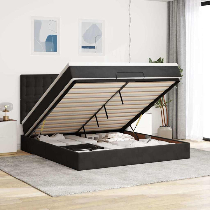 osmannisk sengeramme med madrasser 160x200 cm fløjl sort