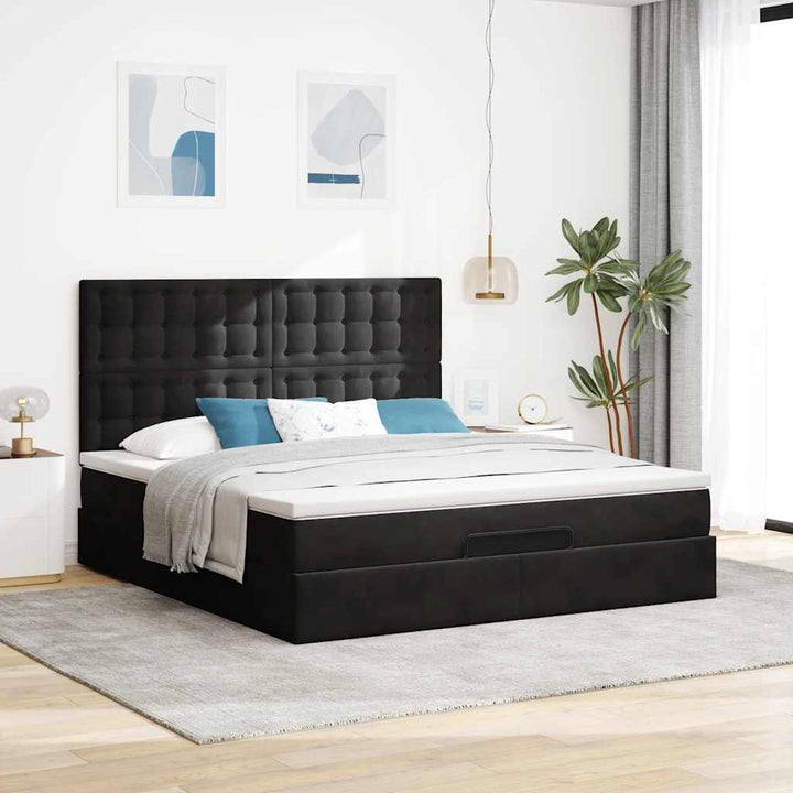 osmannisk sengeramme med madrasser 180x200 cm fløjl sort