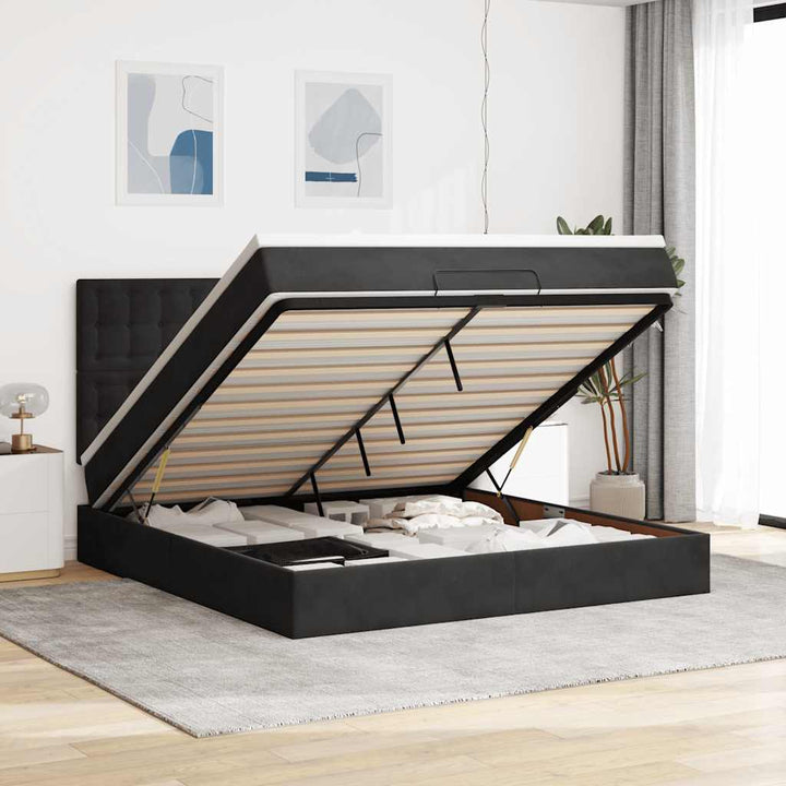 osmannisk sengeramme med madrasser 180x200 cm fløjl sort