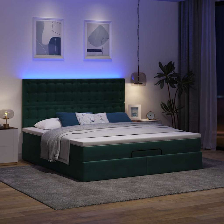 osmannisk sengeramme med madrasser 180x200 cm fløjl mørkegrøn