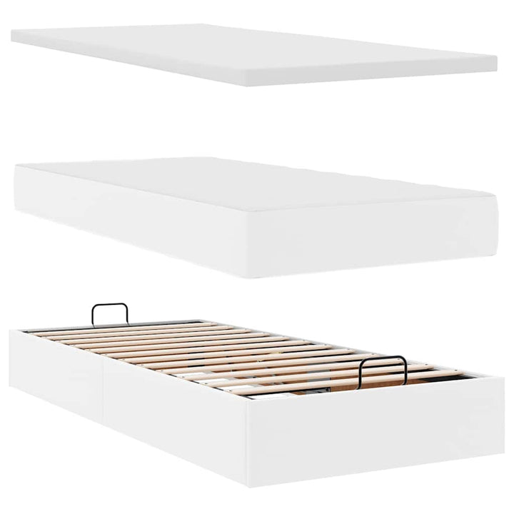 osmannisk seng med madrasser & LEDs 160x200 cm kunstlæder hvid