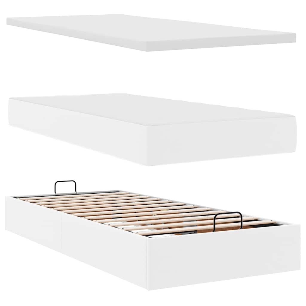 osmannisk seng med madrasser & LEDs 180x200 cm kunstlæder hvid
