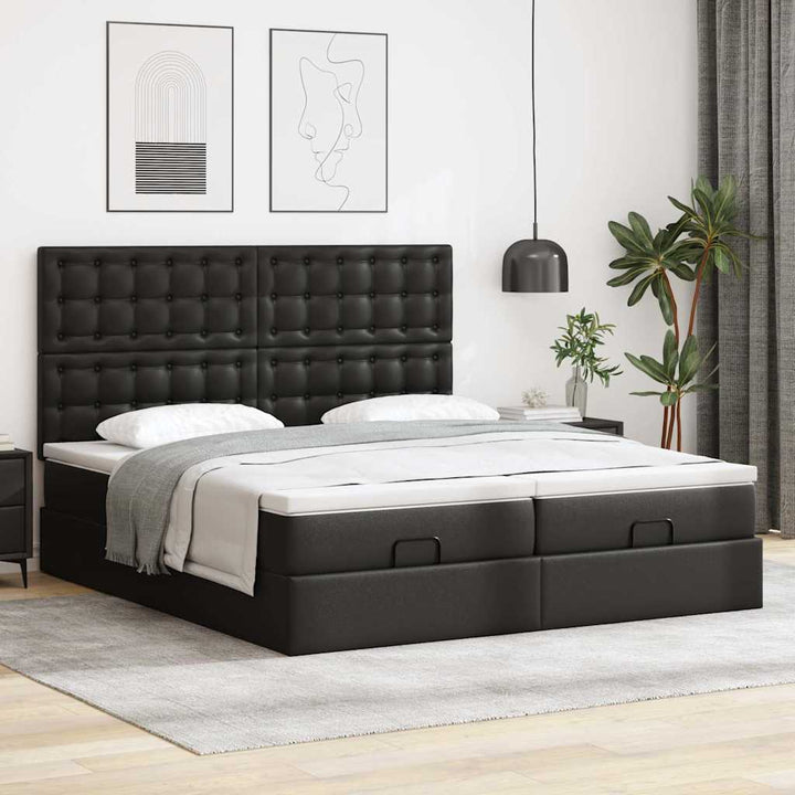osmannisk sengeramme med madrasser 200x200 cm kunstlæder sort