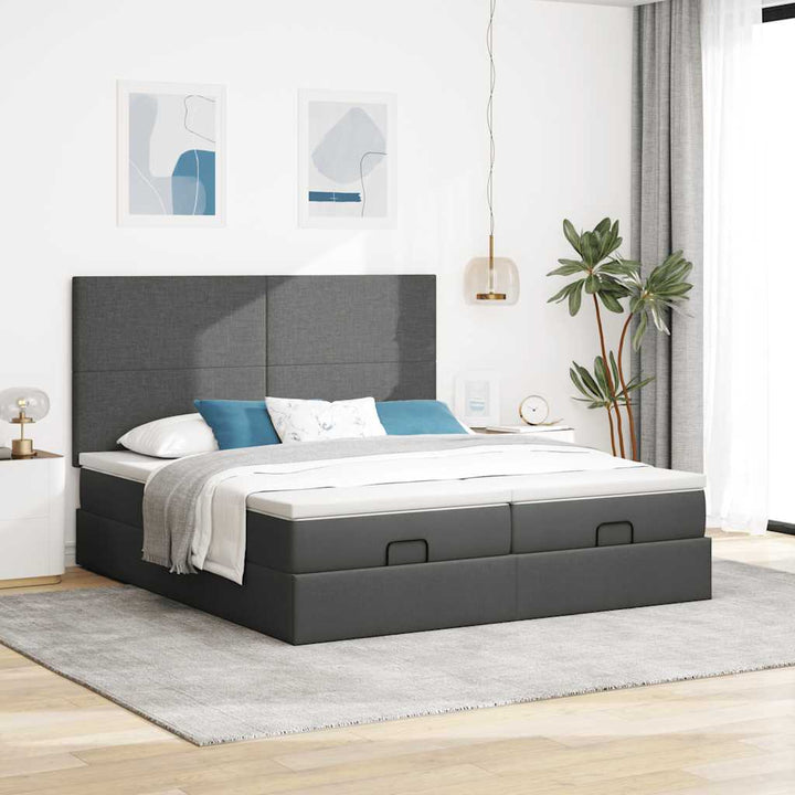 osmannisk sengeramme med madrasser 160x200 cm stof mørkegrå