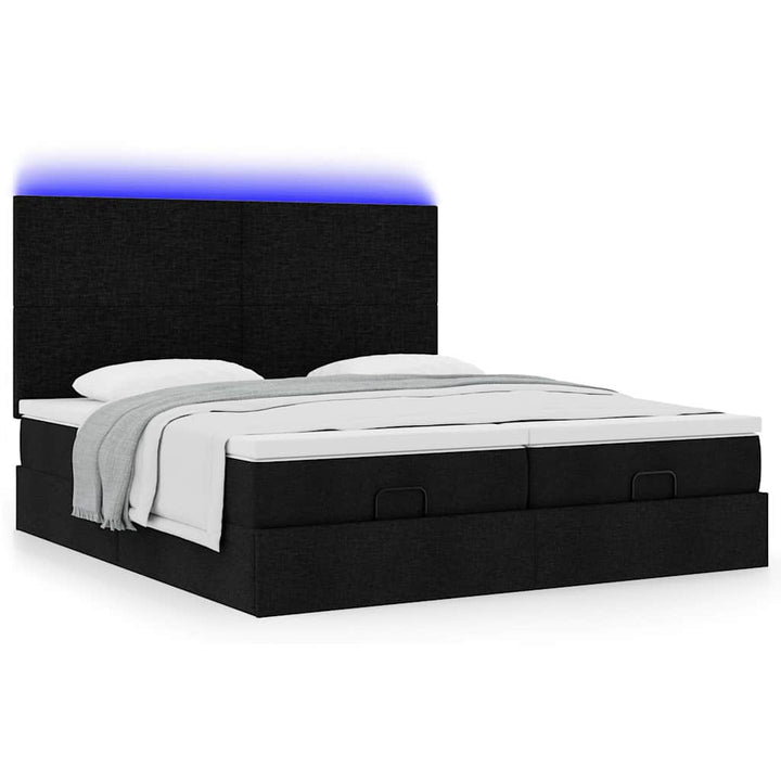 osmannisk sengeramme med madrasser 160x200 cm stof sort