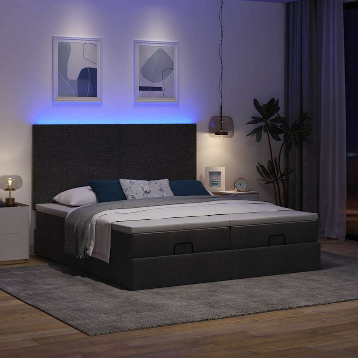 osmannisk sengeramme med madrasser 180x200 cm stof sort