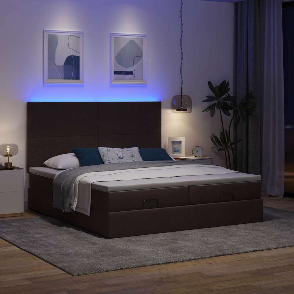 osmannisk sengeramme med madrasser 180x200 cm stof mørkebrun