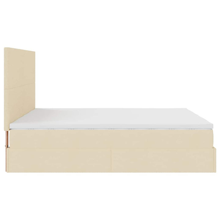 osmannisk sengeramme med madrasser 200x200 cm stof cremefarvet