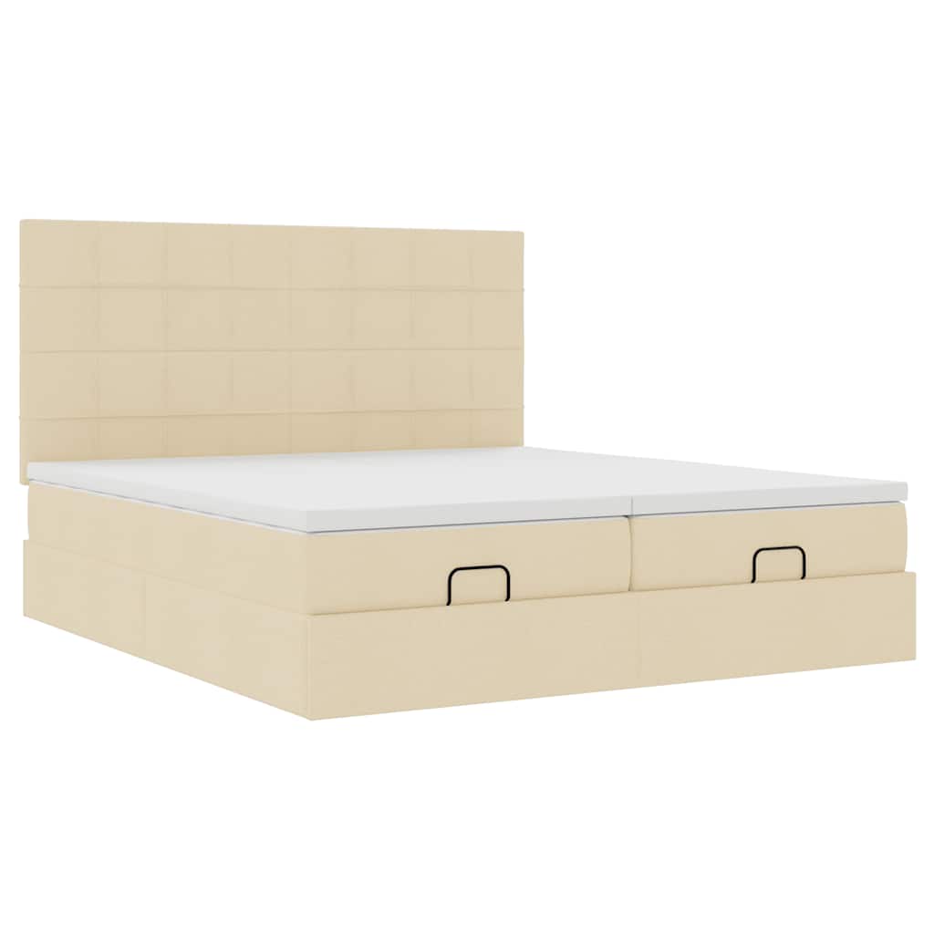 osmannisk sengeramme med madrasser 160x200 cm stof cremefarvet