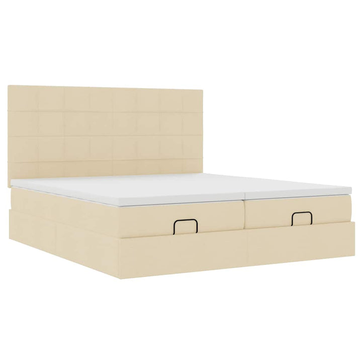 osmannisk sengeramme med madrasser 160x200 cm stof cremefarvet