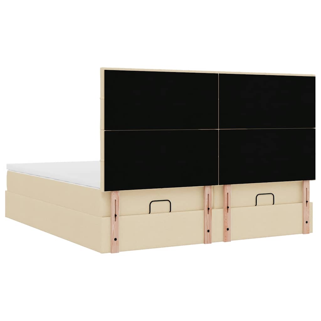 osmannisk sengeramme med madrasser 160x200 cm stof cremefarvet