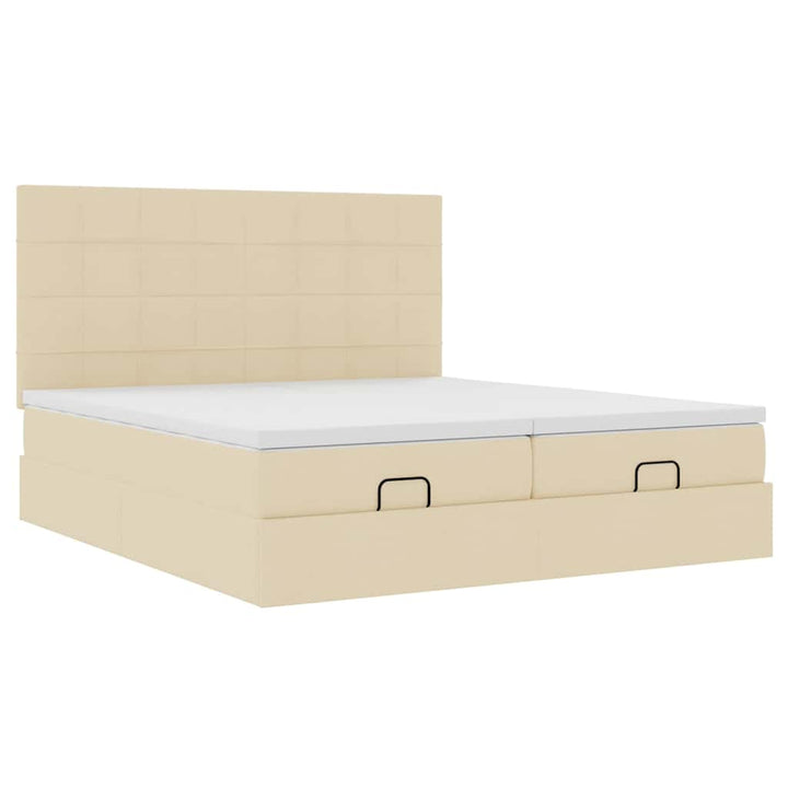 osmannisk sengeramme med madrasser 200x200 cm stof cremefarvet