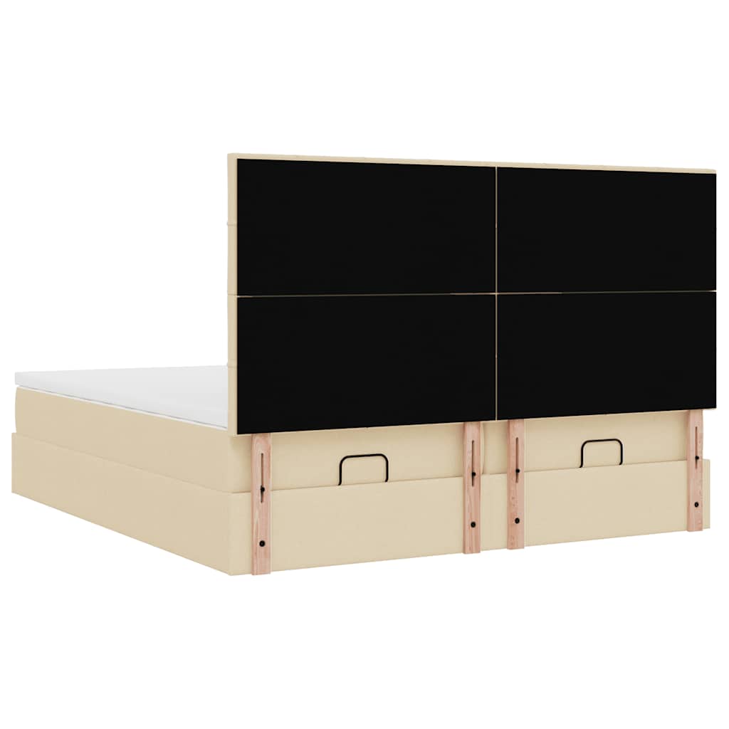 osmannisk sengeramme med madrasser 200x200 cm stof cremefarvet