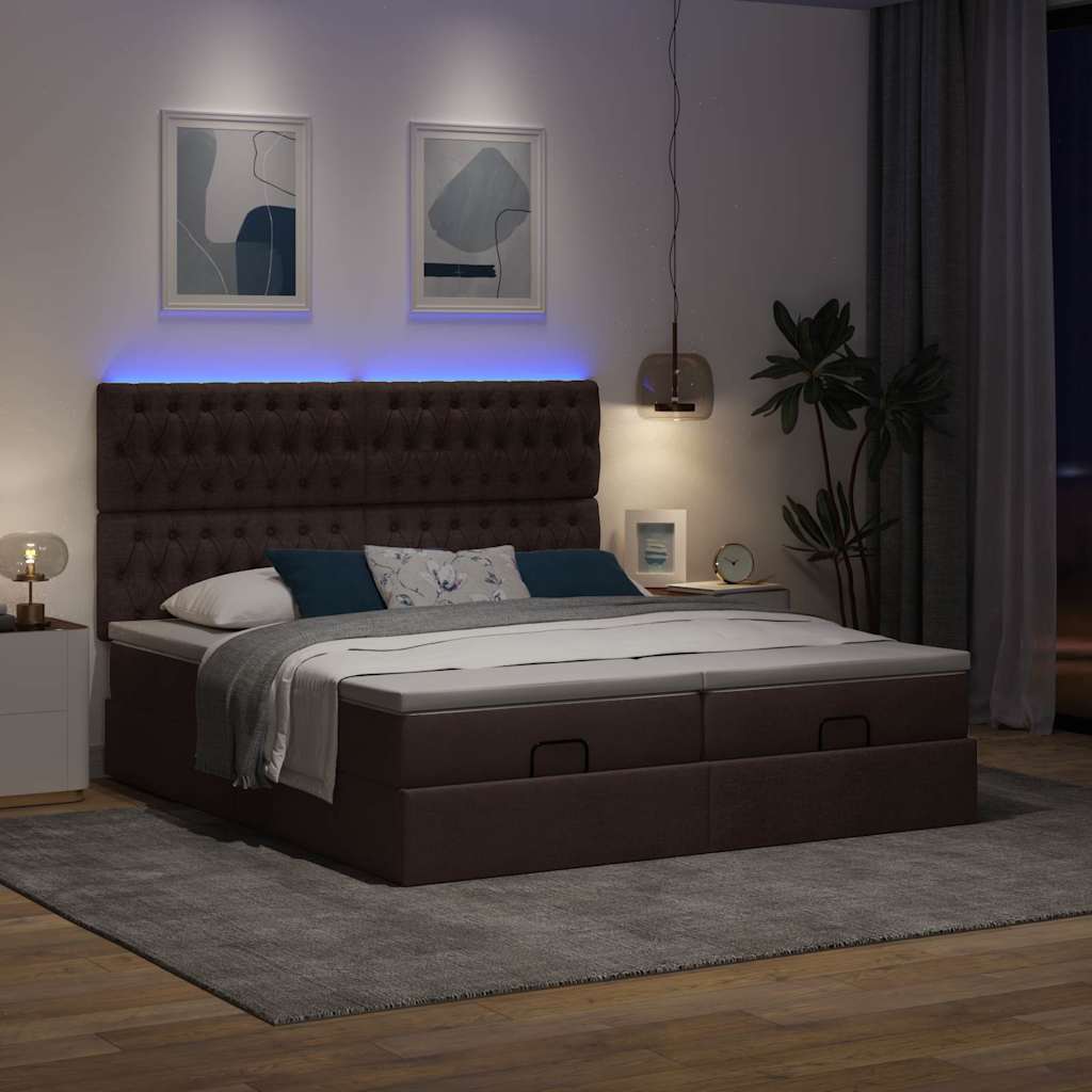 osmannisk sengeramme med madrasser 160x200 cm stof mørkebrun