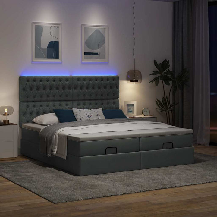 osmannisk sengeramme med madrasser 180x200 cm stof mørkegrå