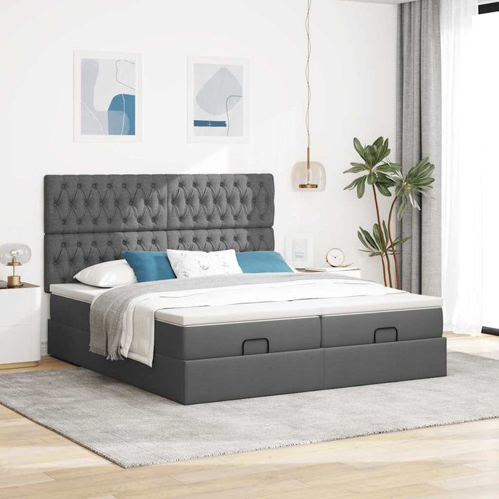 osmannisk sengeramme med madrasser 180x200 cm stof mørkegrå