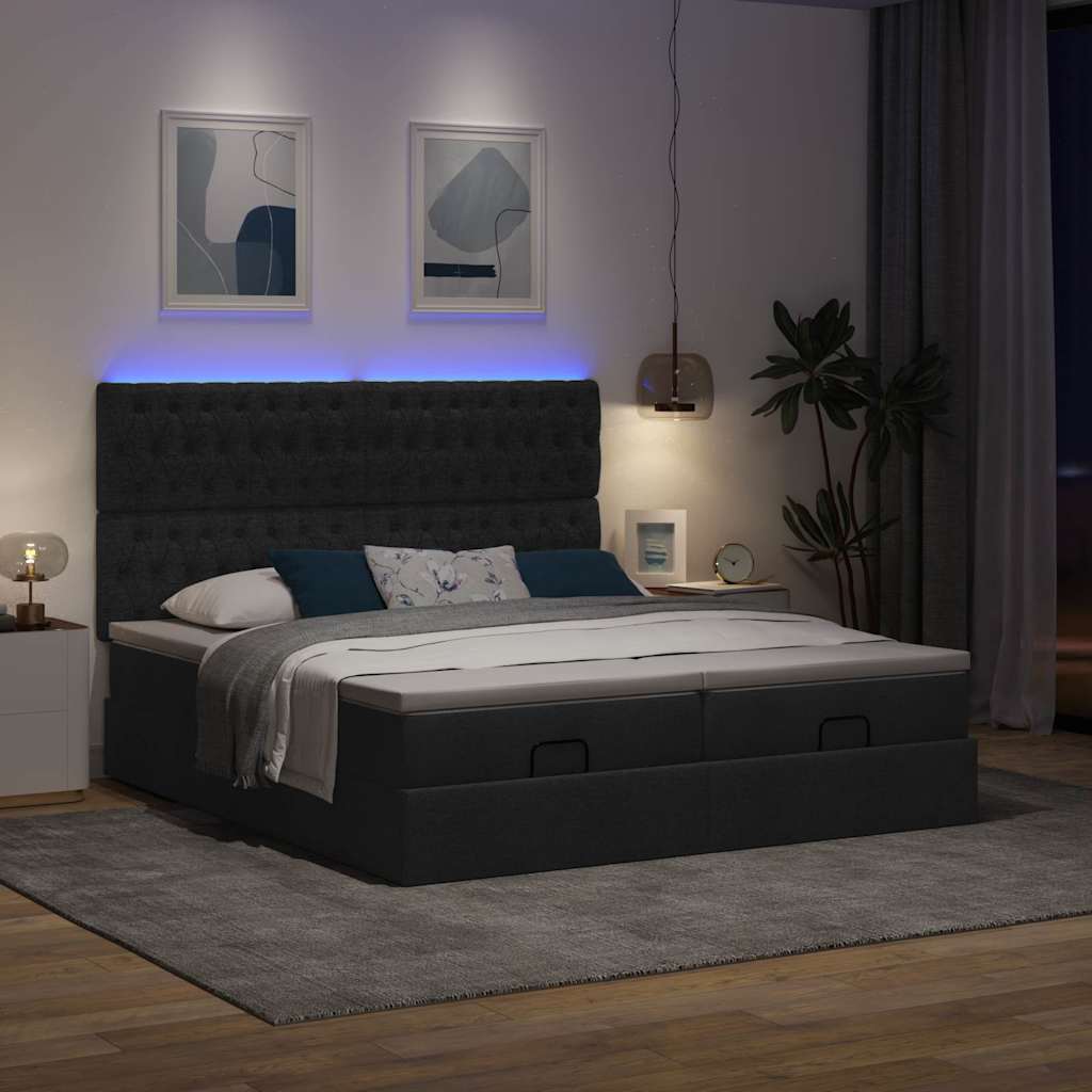 osmannisk sengeramme med madrasser 180x200 cm stof sort