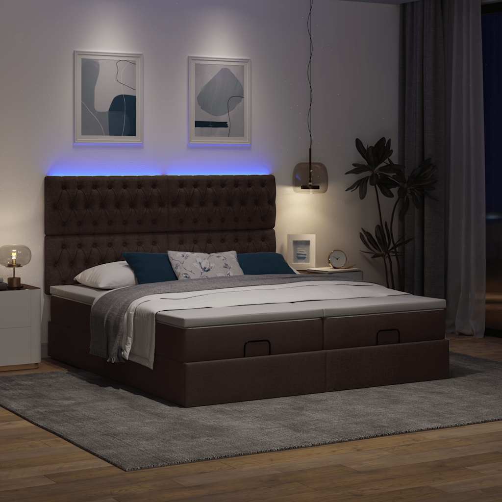 osmannisk sengeramme med madrasser 180x200 cm stof mørkebrun