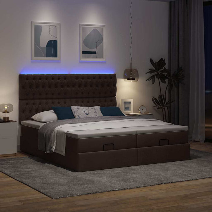osmannisk sengeramme med madrasser 180x200 cm stof mørkebrun