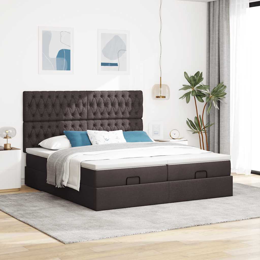 osmannisk sengeramme med madrasser 180x200 cm stof mørkebrun