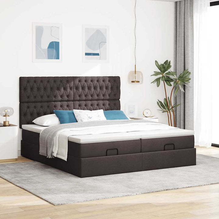 osmannisk sengeramme med madrasser 180x200 cm stof mørkebrun