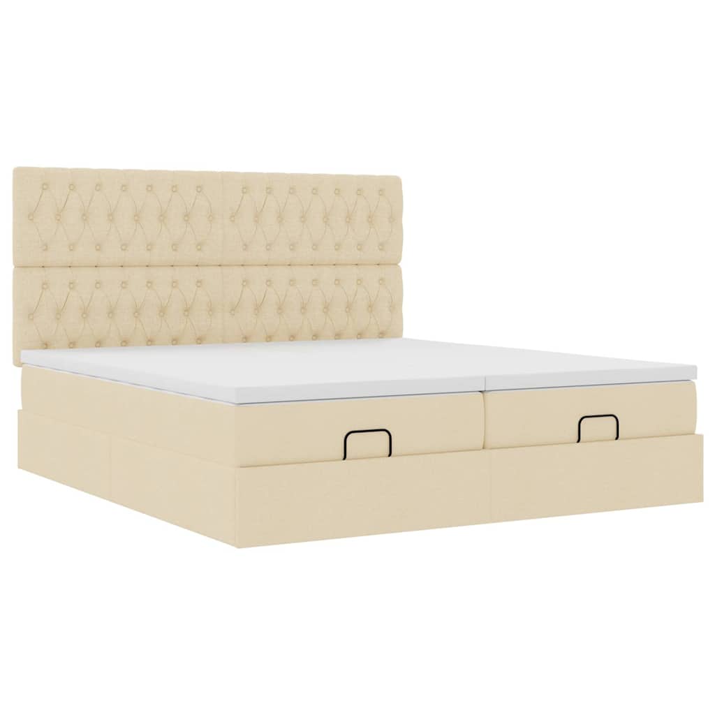 osmannisk sengeramme med madrasser 180x200 cm stof cremefarvet