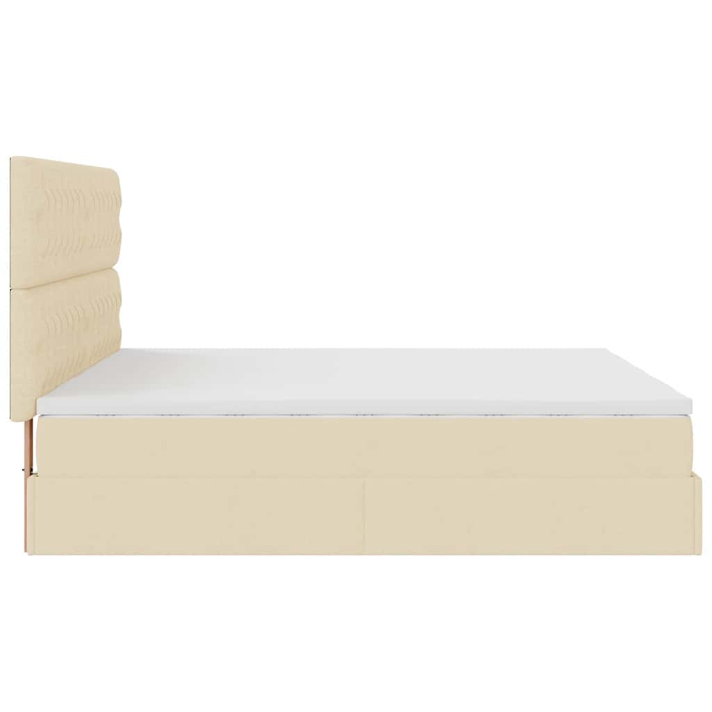 osmannisk sengeramme med madrasser 200x200 cm stof cremefarvet