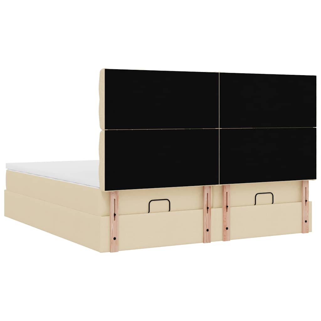 osmannisk sengeramme med madrasser 200x200 cm stof cremefarvet