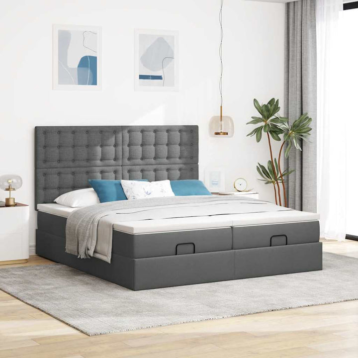 osmannisk sengeramme med madrasser 160x200 cm stof mørkegrå