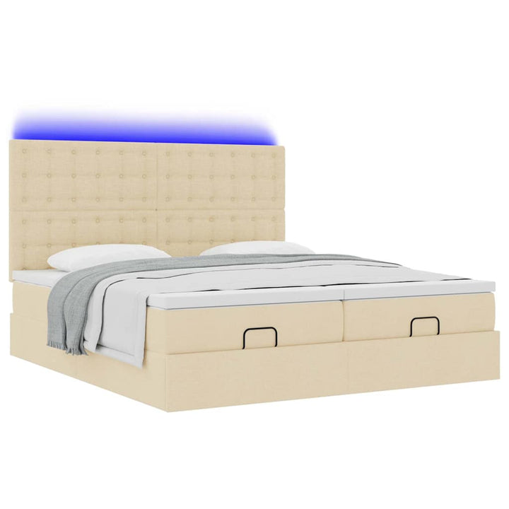 osmannisk sengeramme med madrasser 160x200 cm stof cremefarvet