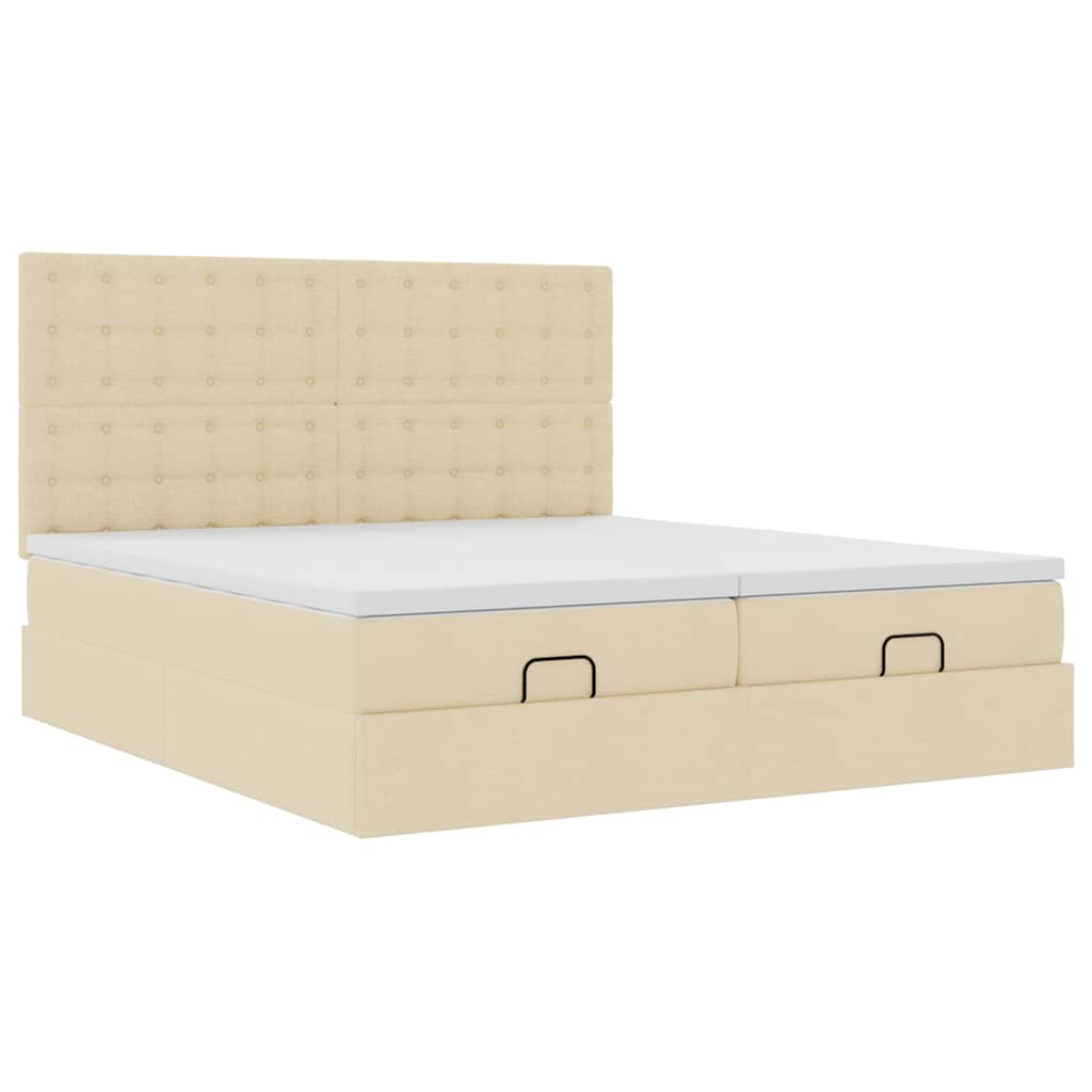 osmannisk sengeramme med madrasser 160x200 cm stof cremefarvet