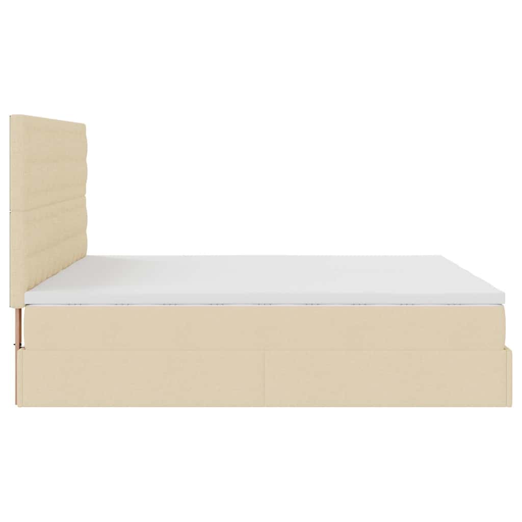 osmannisk sengeramme med madrasser 160x200 cm stof cremefarvet