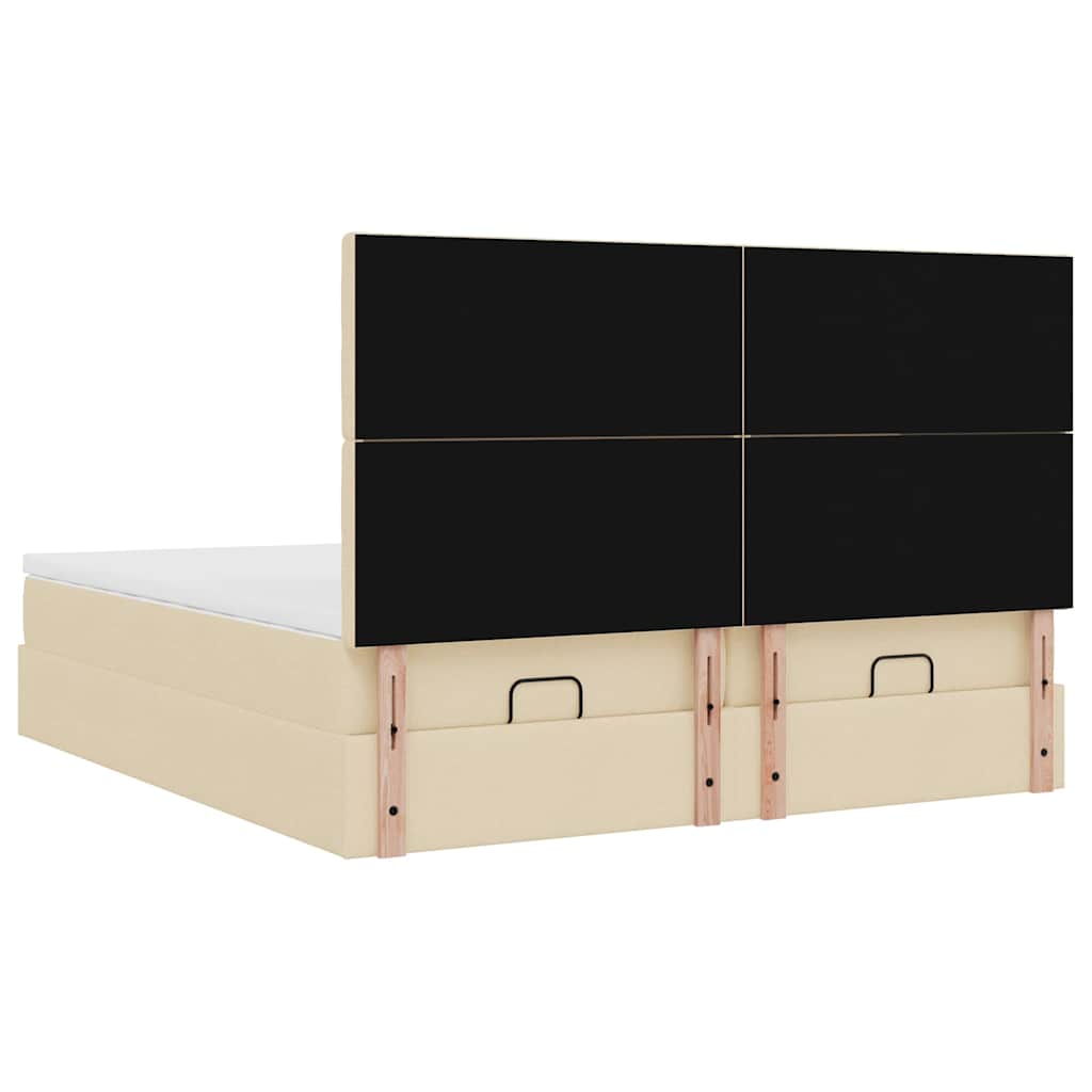 osmannisk sengeramme med madrasser 160x200 cm stof cremefarvet