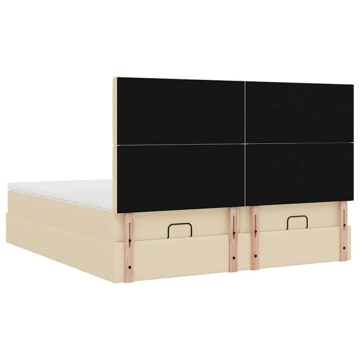 osmannisk sengeramme med madrasser 160x200 cm stof cremefarvet