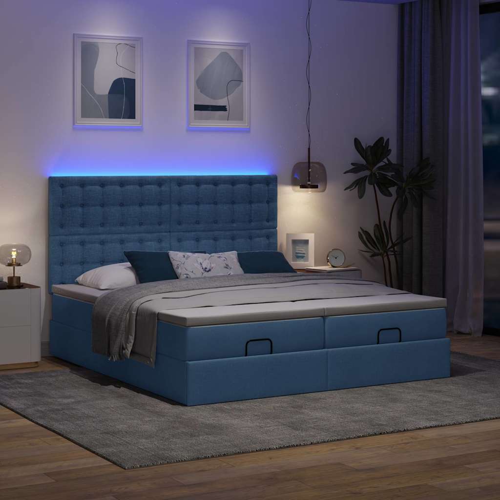 osmannisk sengeramme med madrasser 160x200 cm stof blå
