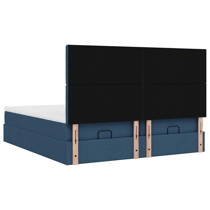 osmannisk sengeramme med madrasser 200x200 cm stof blå