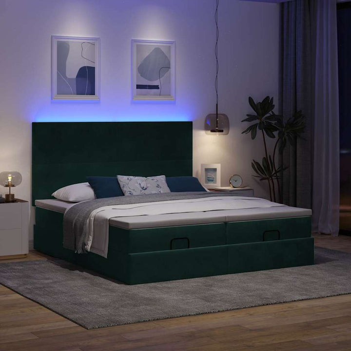 osmannisk sengeramme med madrasser 160x200 cm fløjl mørkegrøn