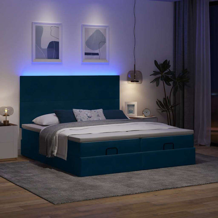 osmannisk sengeramme med madrasser 160x200 cm fløjl mørkeblå