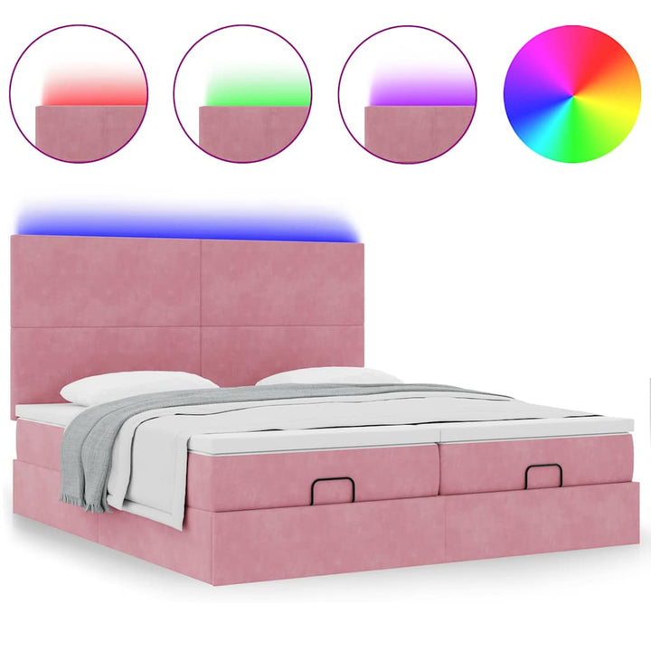 osmannisk sengeramme med madrasser 160x200 cm fløjl lyserød