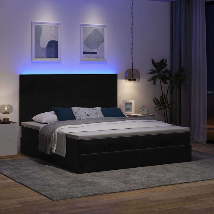 osmannisk sengeramme med madrasser 200x200 cm fløjl sort