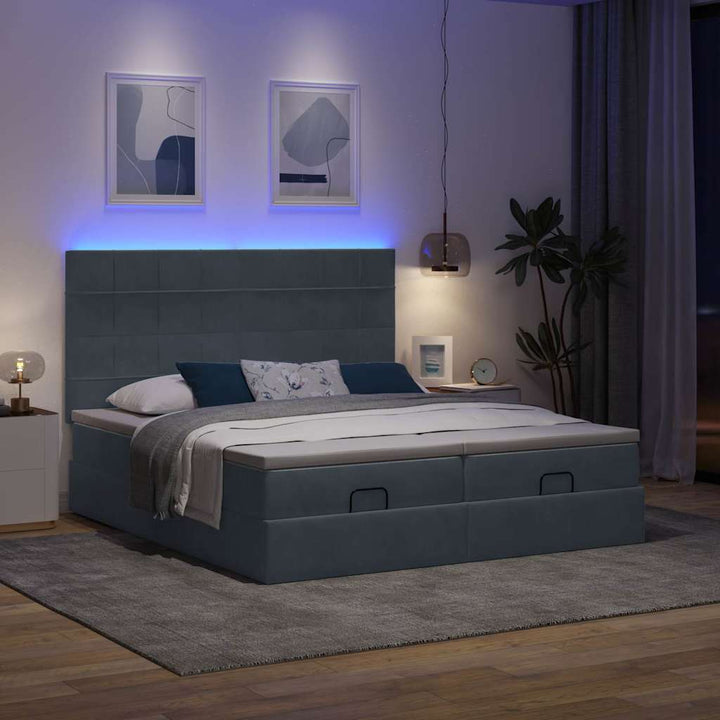 osmannisk sengeramme med madrasser 160x200 cm fløjl mørkegrå