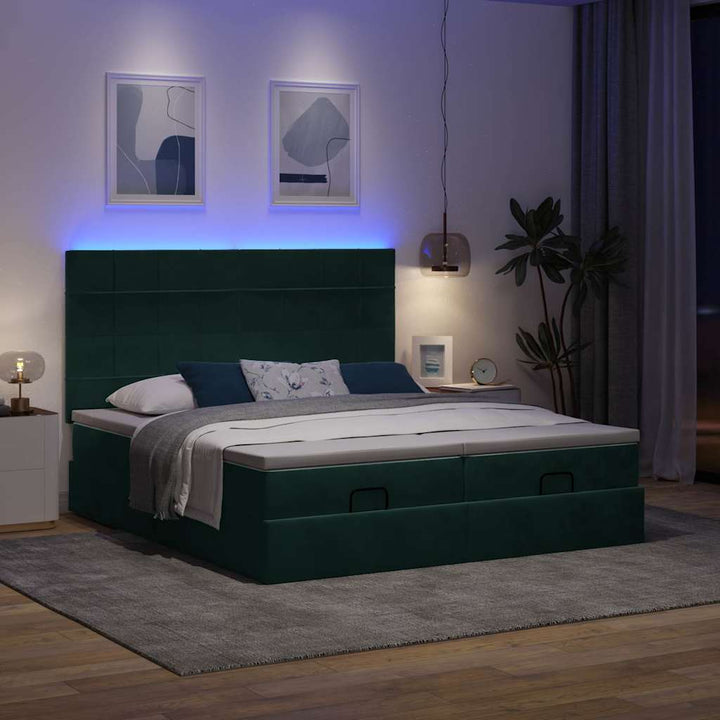 osmannisk sengeramme med madrasser 160x200 cm fløjl mørkegrøn